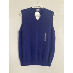 NEW Uniqlo 100% Cashmere Vest Vneck Sweater LARGE Men's Blue